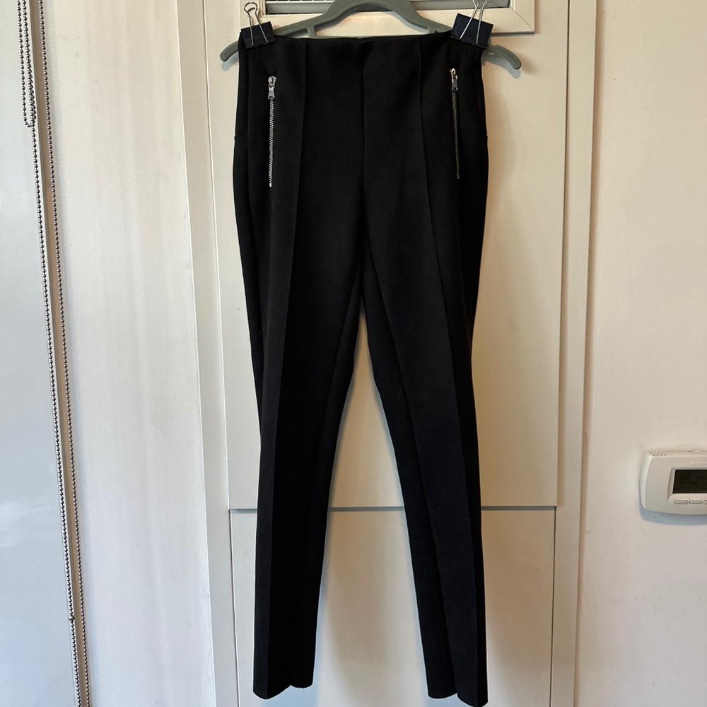 Vero Moda Black High Waisted Faux Suede Legging Zipper Detail XS